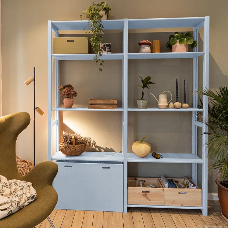By Aulum Eshøj reol med opbevaring, flere str. - Himalayan Blue