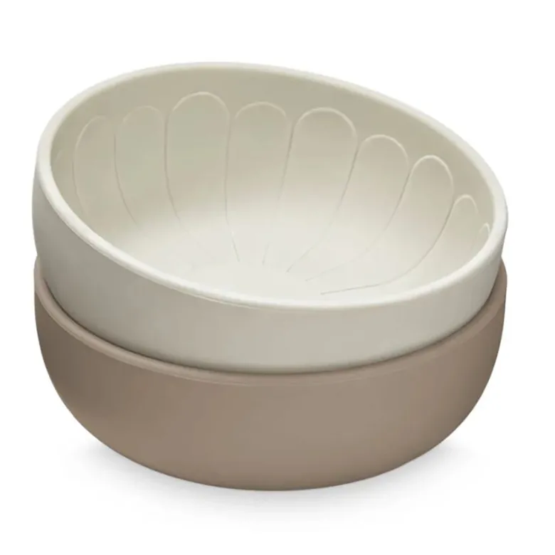 Cam Cam Deep Plate Set, 2-Pack, Flower Bowls - Earth Mix