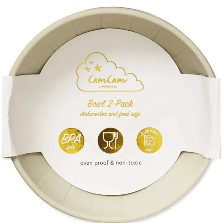 Cam Cam Deep Plate Set, 2-Pack, Flower Bowls - Earth Mix