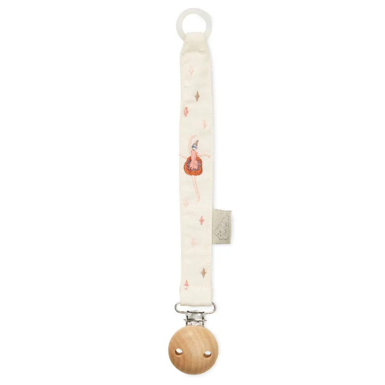 Cam Cam Embroidered Pacifier Clip, Organic, GOTS - Ballerina