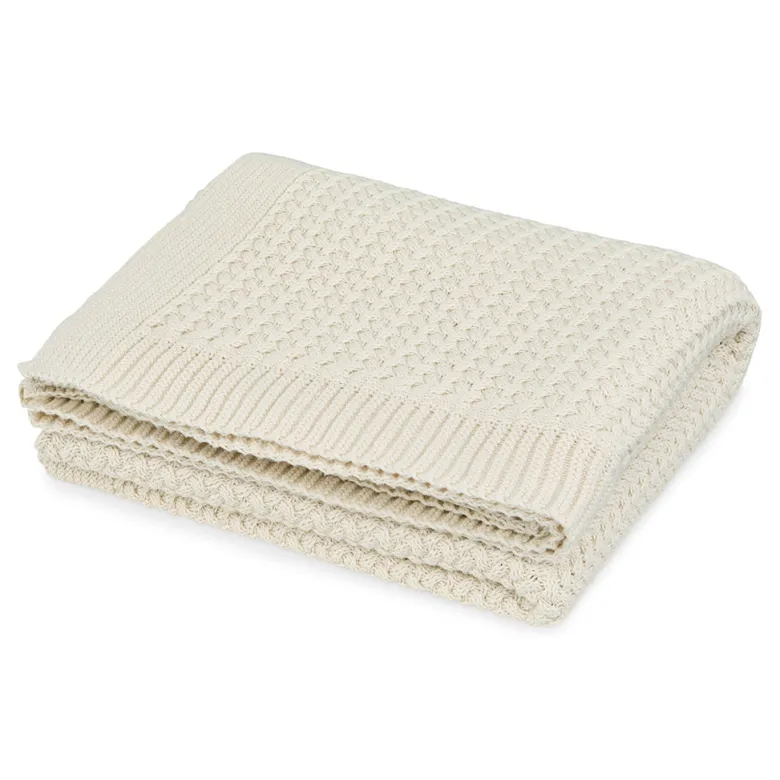 Cam Cam Harper Baby Knit Blanket, Off White