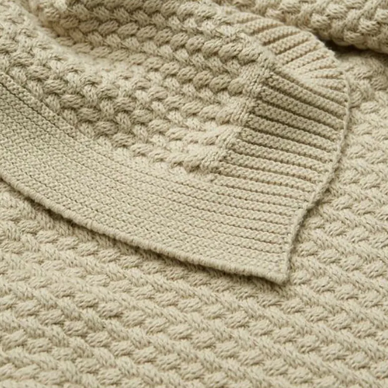 Cam Cam Harper Baby Knit Blanket, Latte