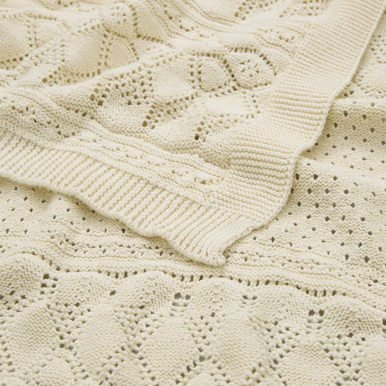 Cam Cam Pointelle Baby Knit Blanket, Off-White