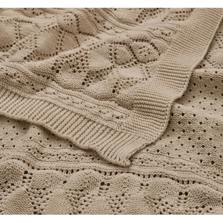 Cam Cam Pointelle Baby Knitted Blanket, Hazel