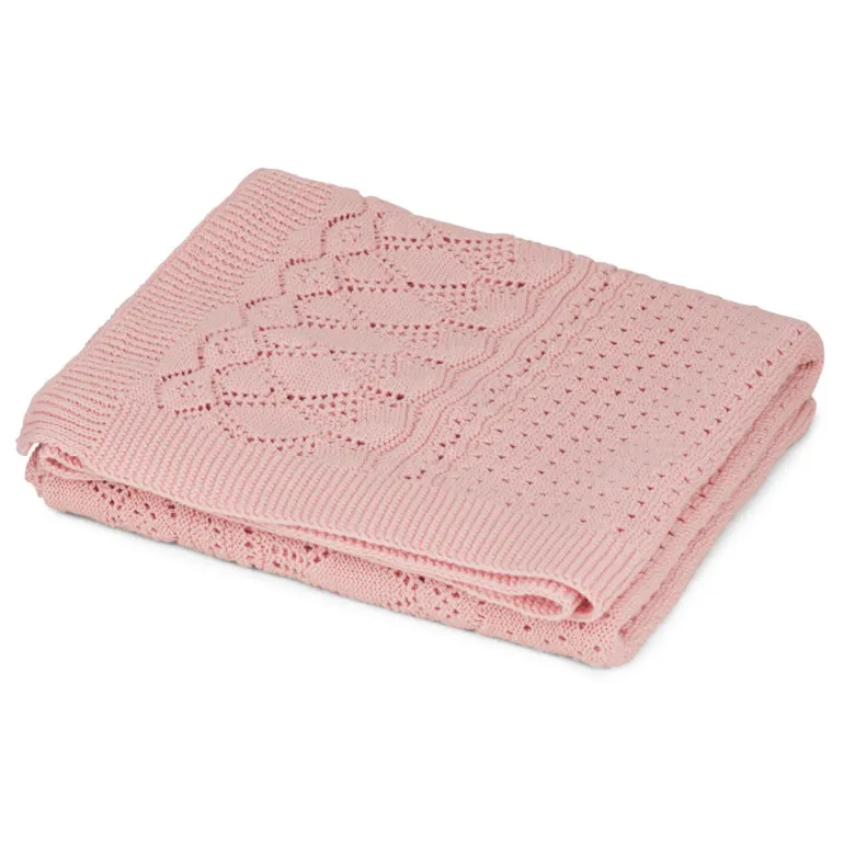 Cam Cam Pointelle Baby Knit Blanket, Sorbet