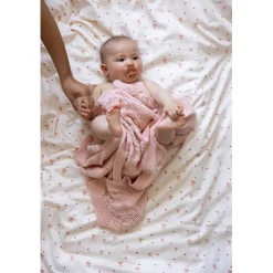 Cam Cam Pointelle Baby Knit Blanket, Sorbet