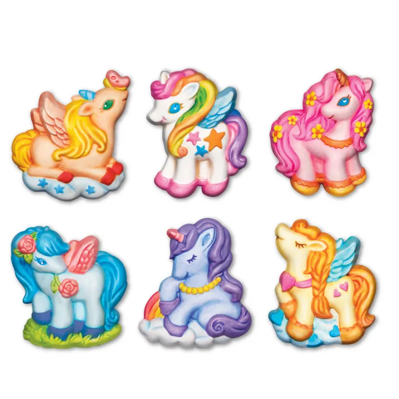 Creative Craft – Cast and Paint Plaster Magnets and Badges, Unicorns – For Ages 5+