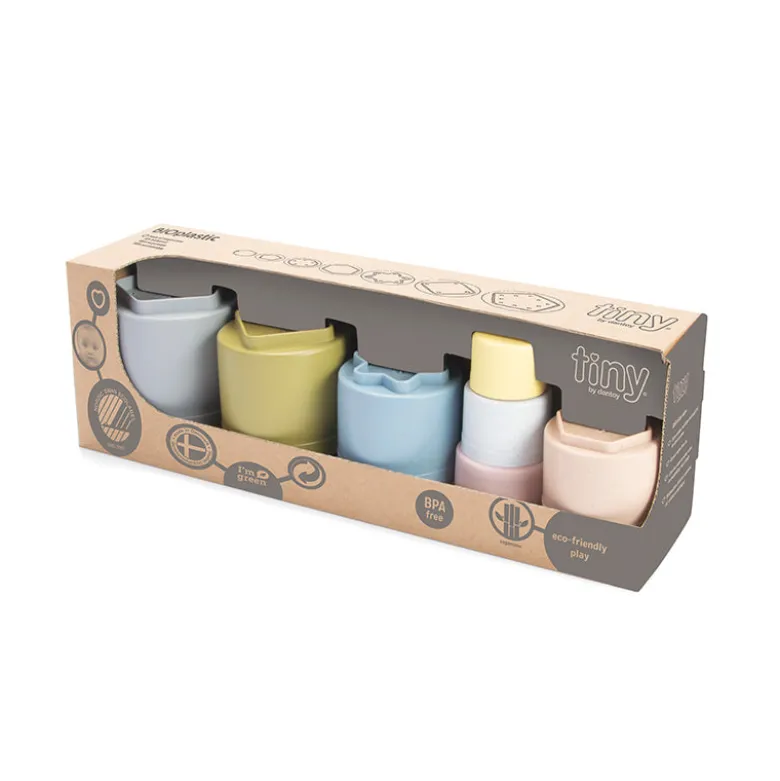 Dantoy Bioplastic Tiny Stacking Cups, Swan Label - From 6 Months