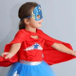 Den Goda Fen Costume, Super Wondergirl with Cape - Size 4-6 Years
