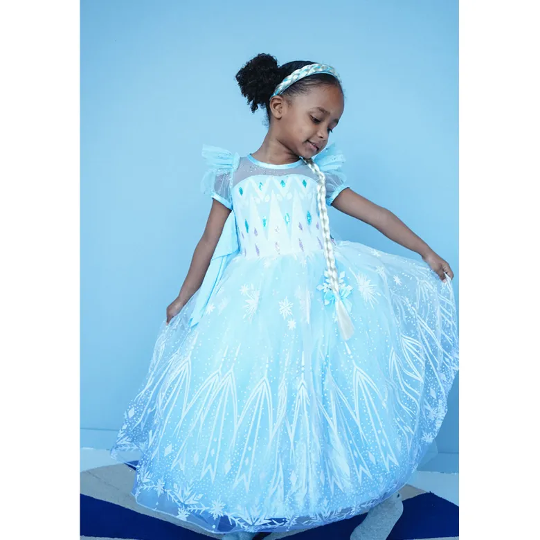 Den goda Fen, Ice Princess Dress with Headband and Braid – Available in sizes 2-4 years, 4-6 years, 6-8 years, and 8-10 years