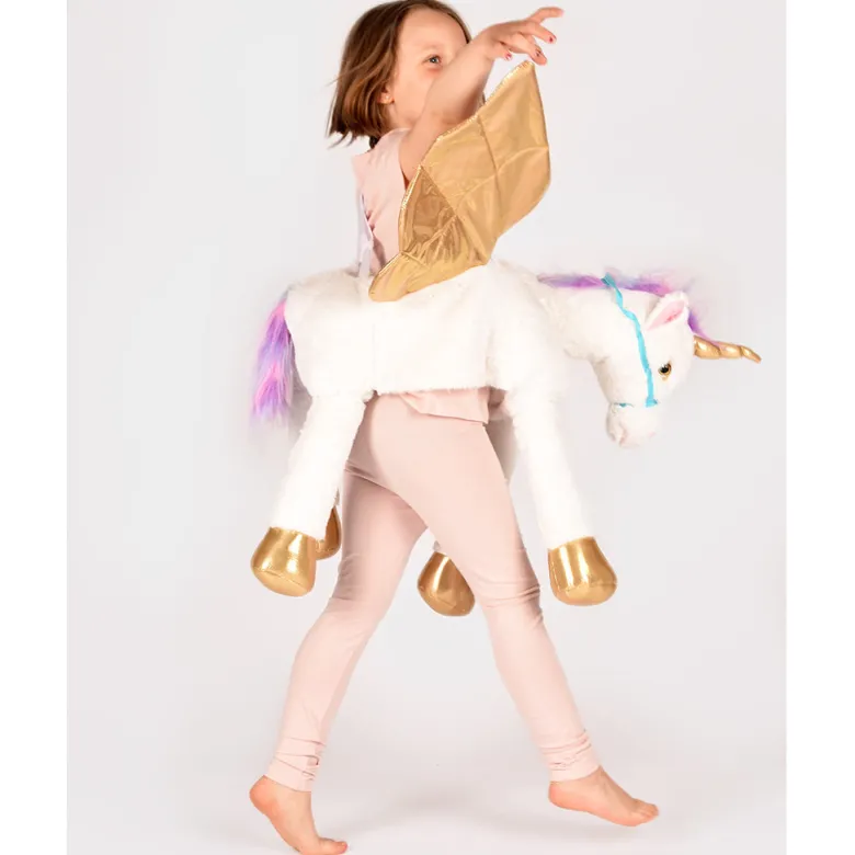 Den goda Fen Ride-On Unicorn Animal Costume – Ages 3–8