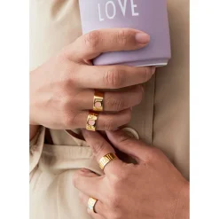 Design Letters Love Ring, Gold - Nude - Size 50-56
