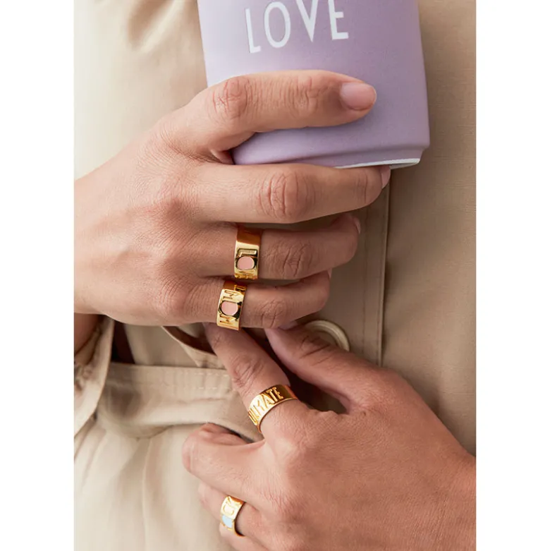 Design Letters Mom Ring, Gold - Nude - Size 50-56