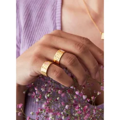 Design Letters Mom Ring, Gold - Nude - Size 50-56