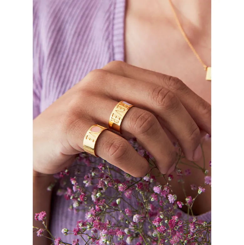 Design Letters Mom Ring, Gold - Nude - Size 50-56