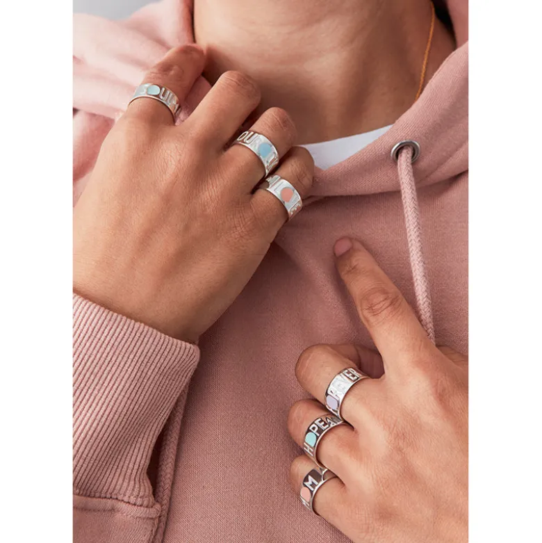 Design Letters Mom Ring, Silver - Nude - Size 50-56