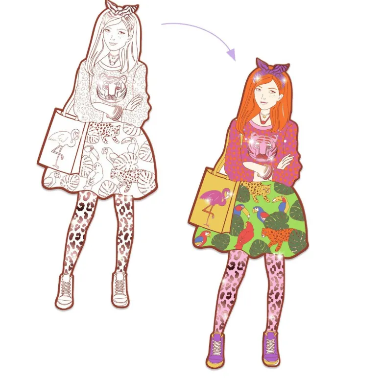 Djeco Coloring Set, Nina & Friends