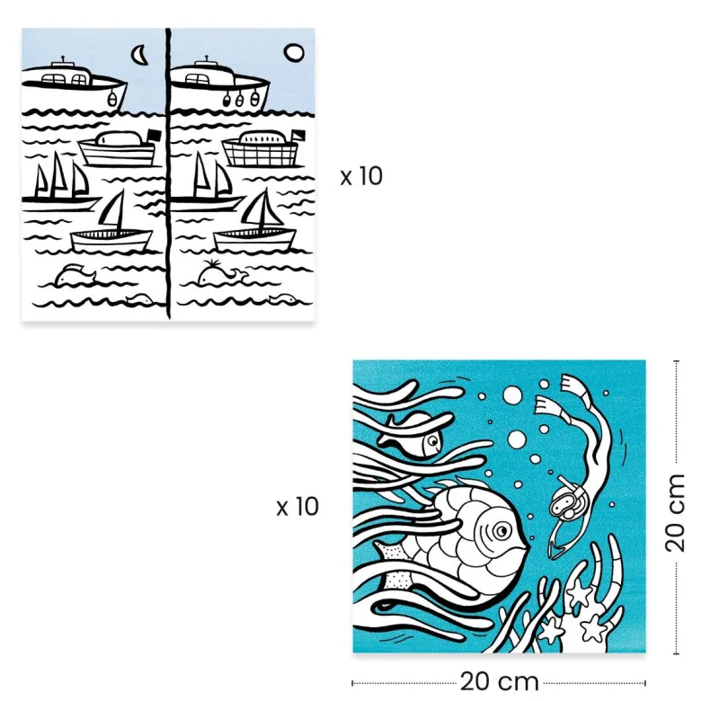 Djeco Coloring Set, Under the Sea in Long Strips