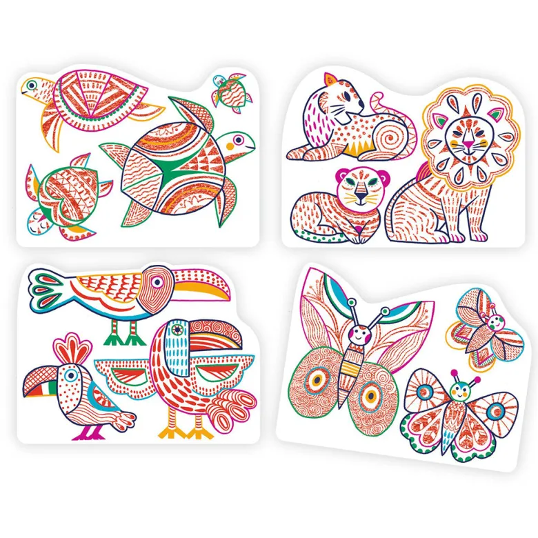 Djeco Coloring Set, Wild Families