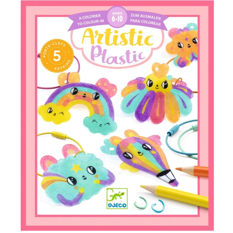 Djeco Creative Box, Artistic Plastic - Kawaii Keychains in Shrink Plastic