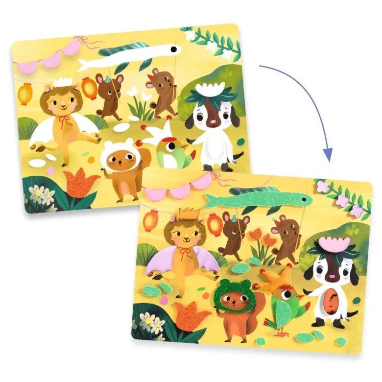 Djeco Creative Collage, Foam Fun - Glitter Parties