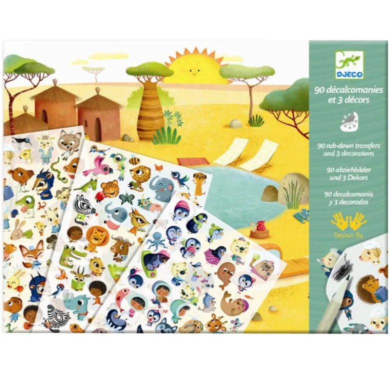Djeco Creative Set, Transfer Pictures - Party with the Animals