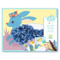 Djeco Creative Set with Wool Yarn, Fluffy Animals