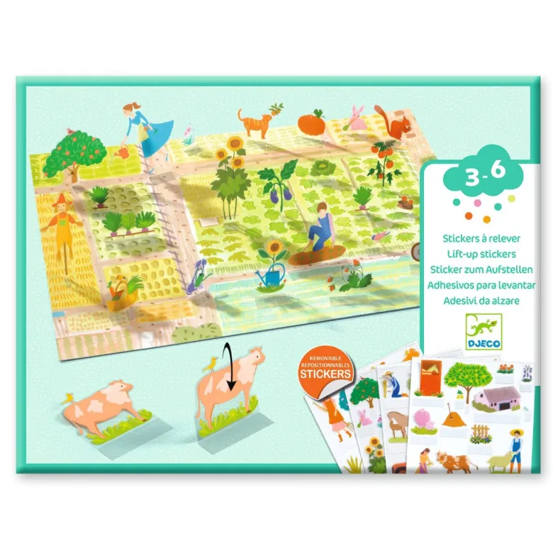 Djeco Creative Stand-Up Stickers, Farmyard