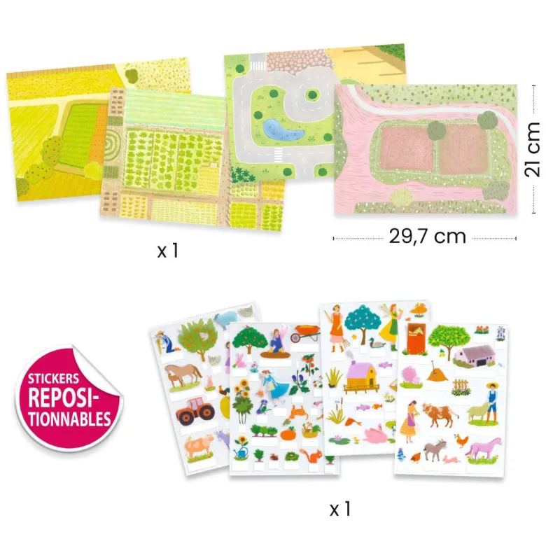 Djeco Creative Stand-Up Stickers, Farmyard