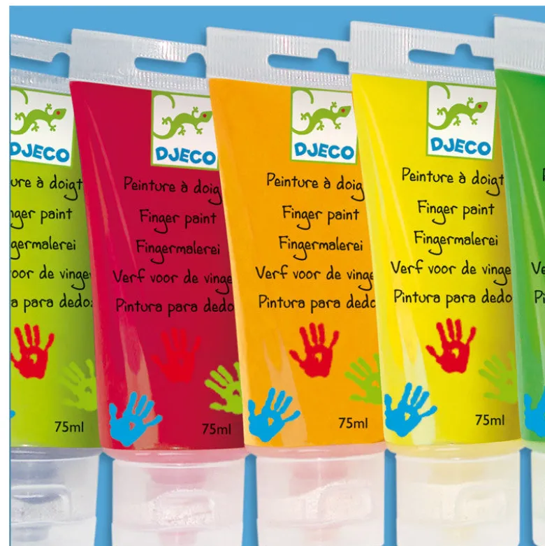 Djeco Finger Paints, 6 Colors in Tubes