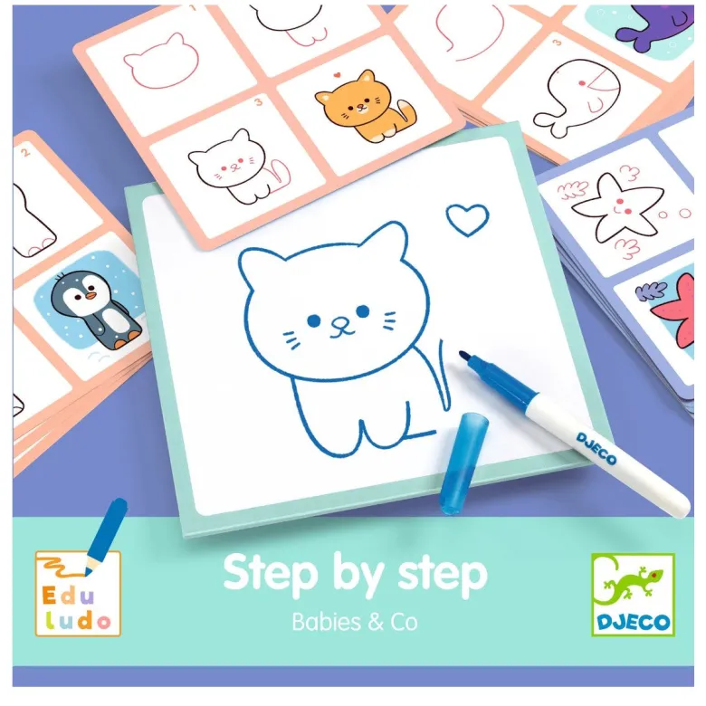 Djeco Learning Game, Step by Step 1, 2, 3 - Animal Babies
