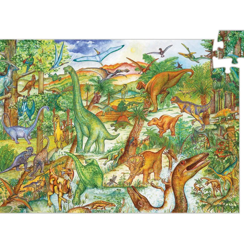 Djeco Puzzle, Dinosaur - 100 Pieces + Book