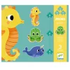 Djeco Puzzle, Sea Creatures - 4, 6, and 9 Pieces