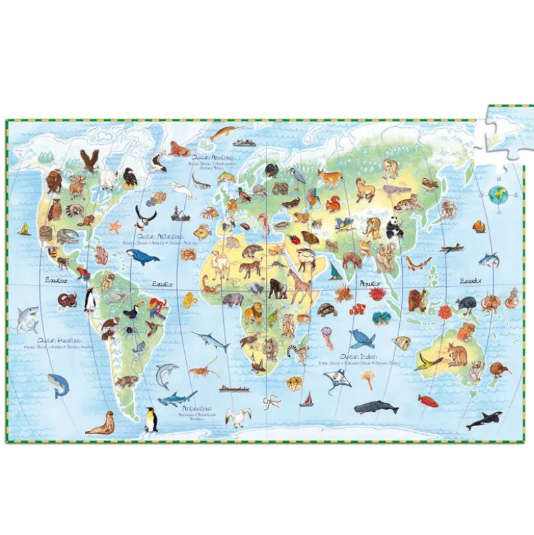 Djeco Puzzle, World Animals Puzzle - 100 Pieces + Book