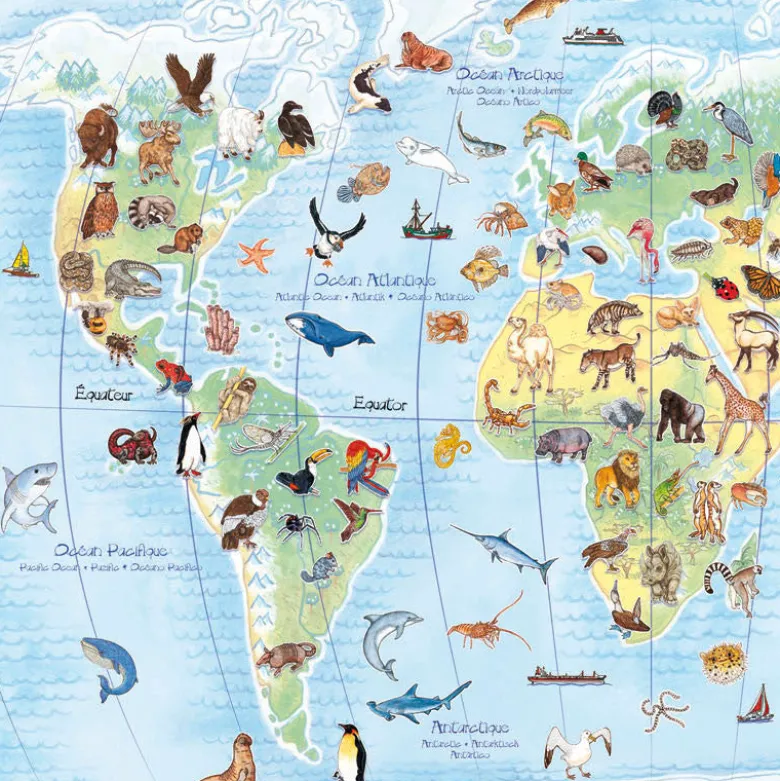 Djeco Puzzle, World Animals Puzzle - 100 Pieces + Book
