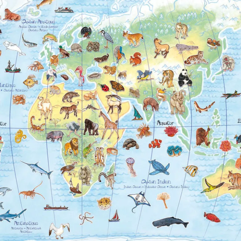 Djeco Puzzle, World Animals Puzzle - 100 Pieces + Book
