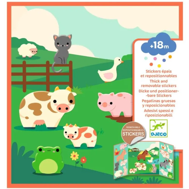 Djeco Reusable Stickers, Farm