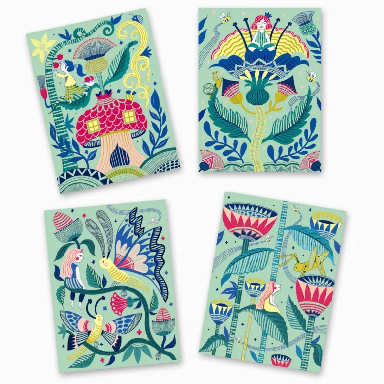 Djeco Scratch Cards, Fantasy Garden