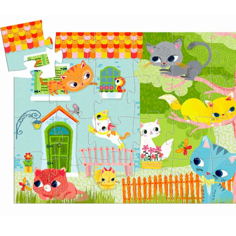 Djeco Silhouette Puzzle, Cat - 24 Pieces