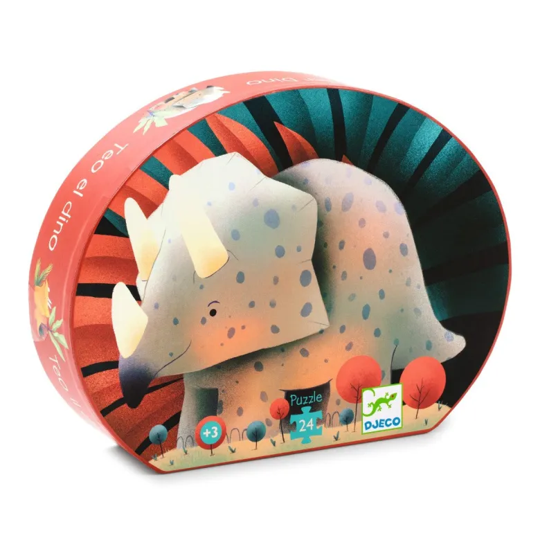 Djeco Silhouette Puzzle, Dinosauren Theo, 24 pieces