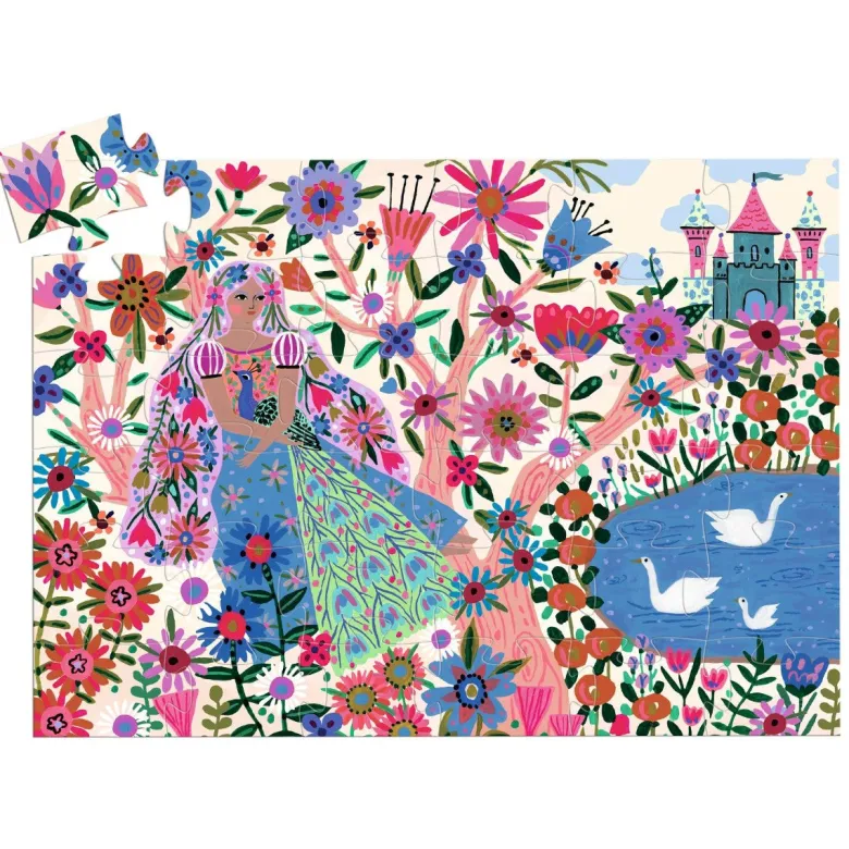 Djeco Silhouette Puzzle, The Princess and the Peacock, 36 Pieces