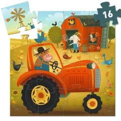 Djeco Silhouette Puzzle, Tractor - 16 Pieces