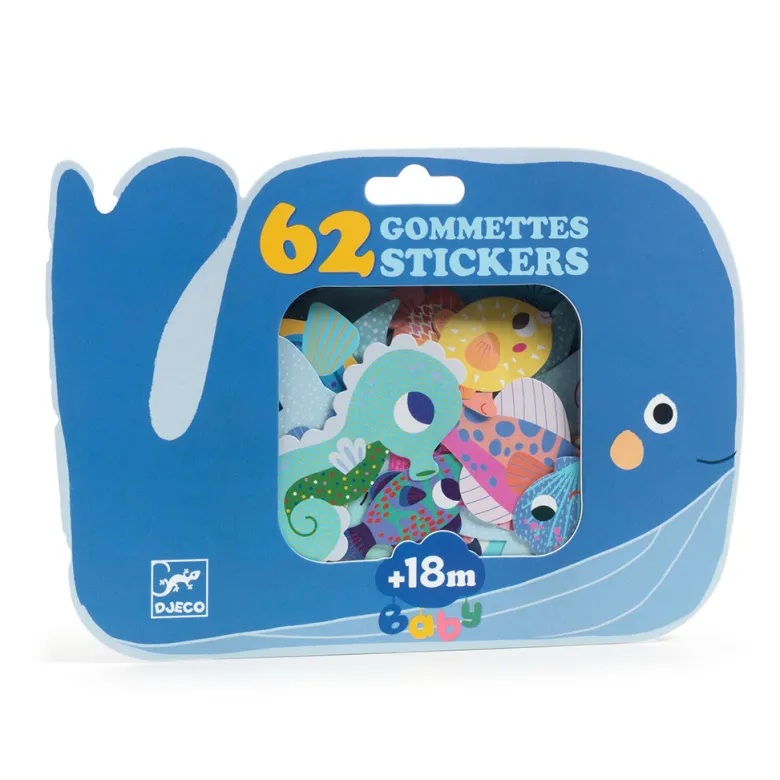 Djeco Stickers, Marine Animals – 62 pieces