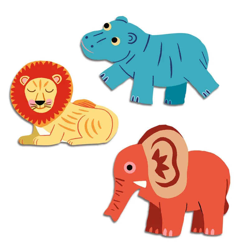 Djeco Stickers, Safari Animals - 62 pcs
