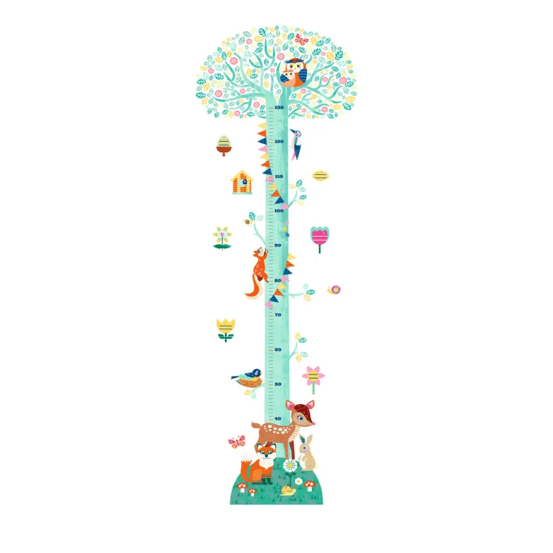 Djeco Wall Sticker, Height Ruler with Forest Animals