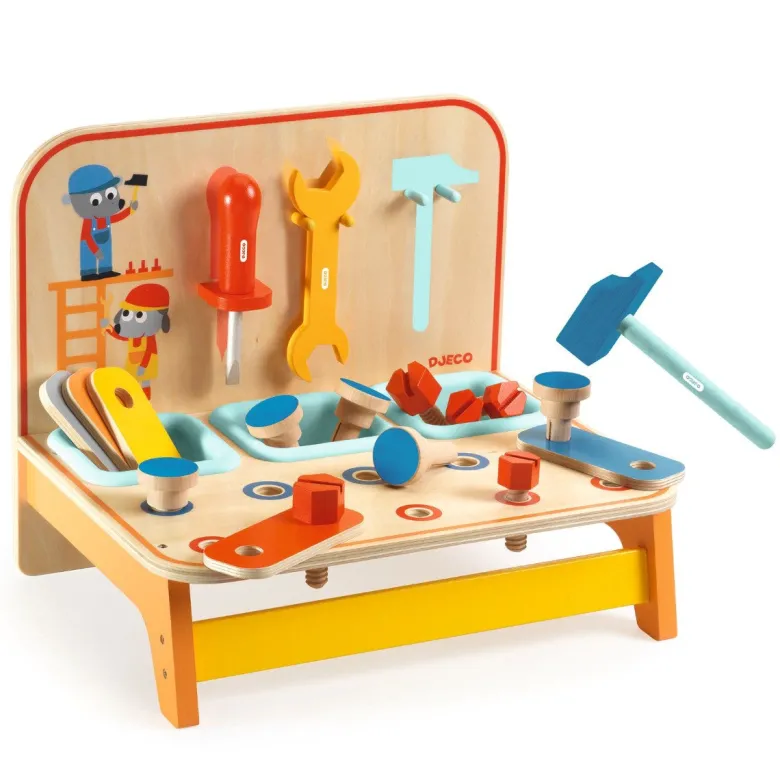 Djeco Wooden Activity Set, Bricotoo, Tool Bench