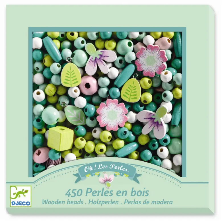 Djeco Wooden Beads, Flowers