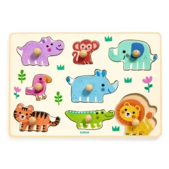 Djeco Wooden Knob Puzzle, Hippo'n'Co