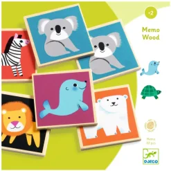 Djeco Wooden Memory Game, Wild Animals