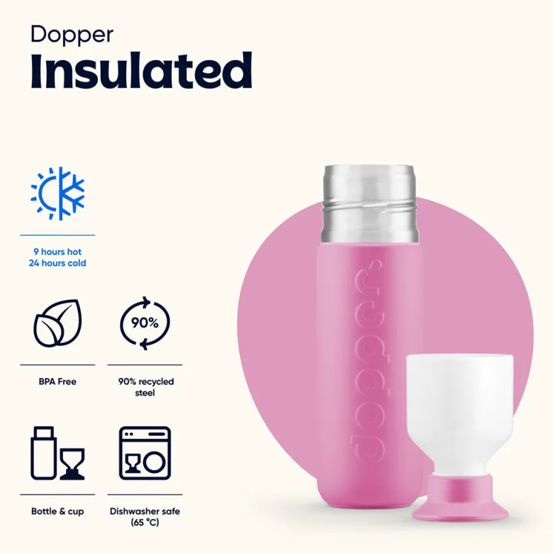 Dopper Insulated Thermos Bottle, 350 ml - Pelican Pink